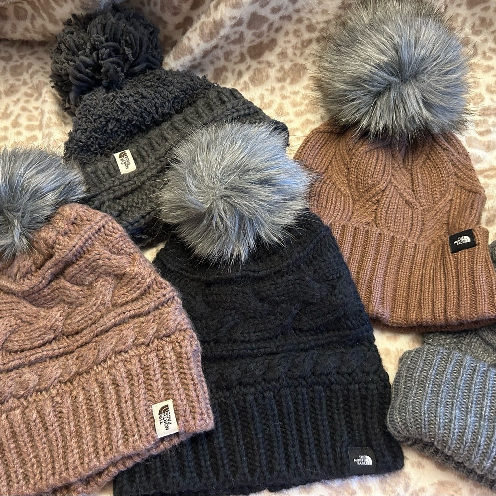 The North Face Womens Beanie Collection - Black, Gray, Brown - set of 5